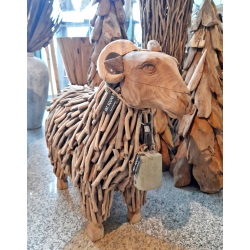 Baran z drewna tekowego Dekoracja Ozdoba 1:1 XL